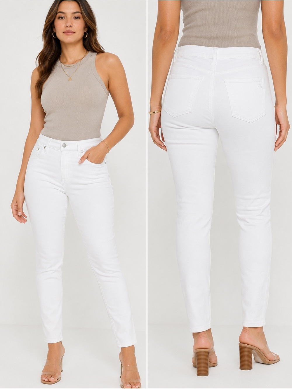 J.Crew 9” High Rise Skinny White Jeans Women’s 27P Petite Stretch Denim